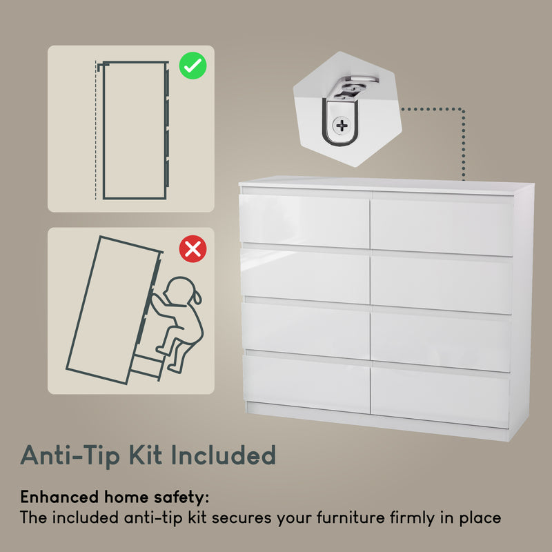 Glinton 8-Drawer Chest, White (FSC 100%)