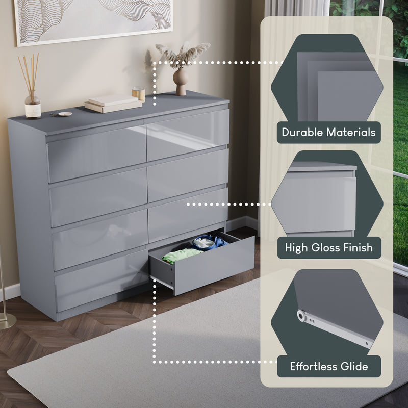 Glinton 8-Drawer Chest, Grey (FSC 100%)