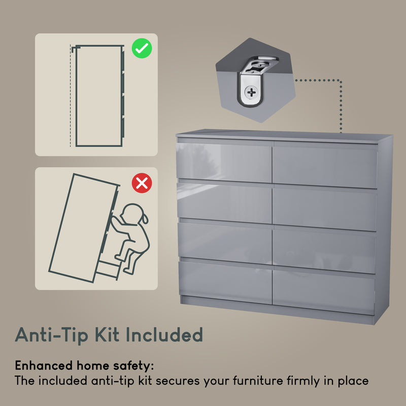 Glinton 8-Drawer Chest, Grey (FSC 100%)