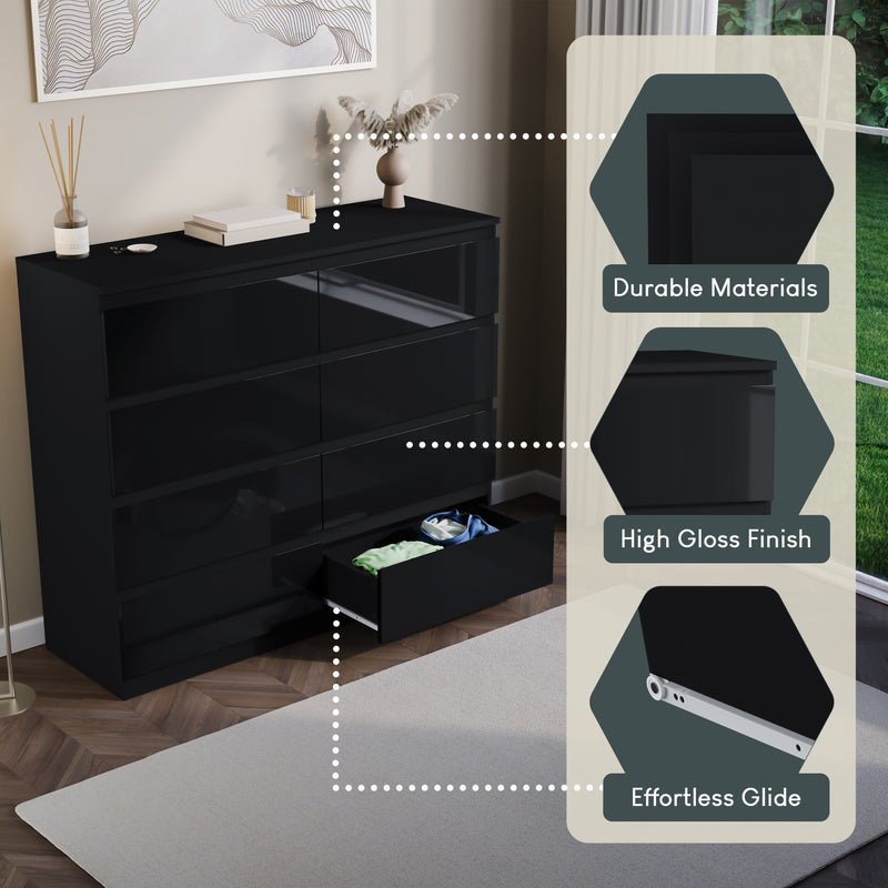 Glinton 8-Drawer Chest, Black (FSC 100%)