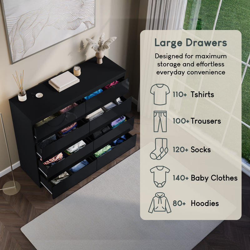 Glinton 8-Drawer Chest, Black (FSC 100%)