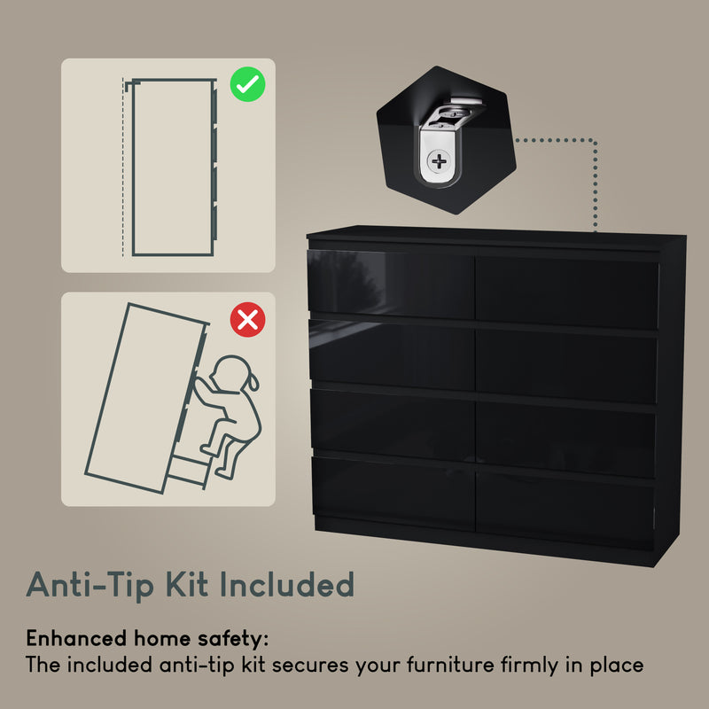 Glinton 8-Drawer Chest, Black (FSC 100%)