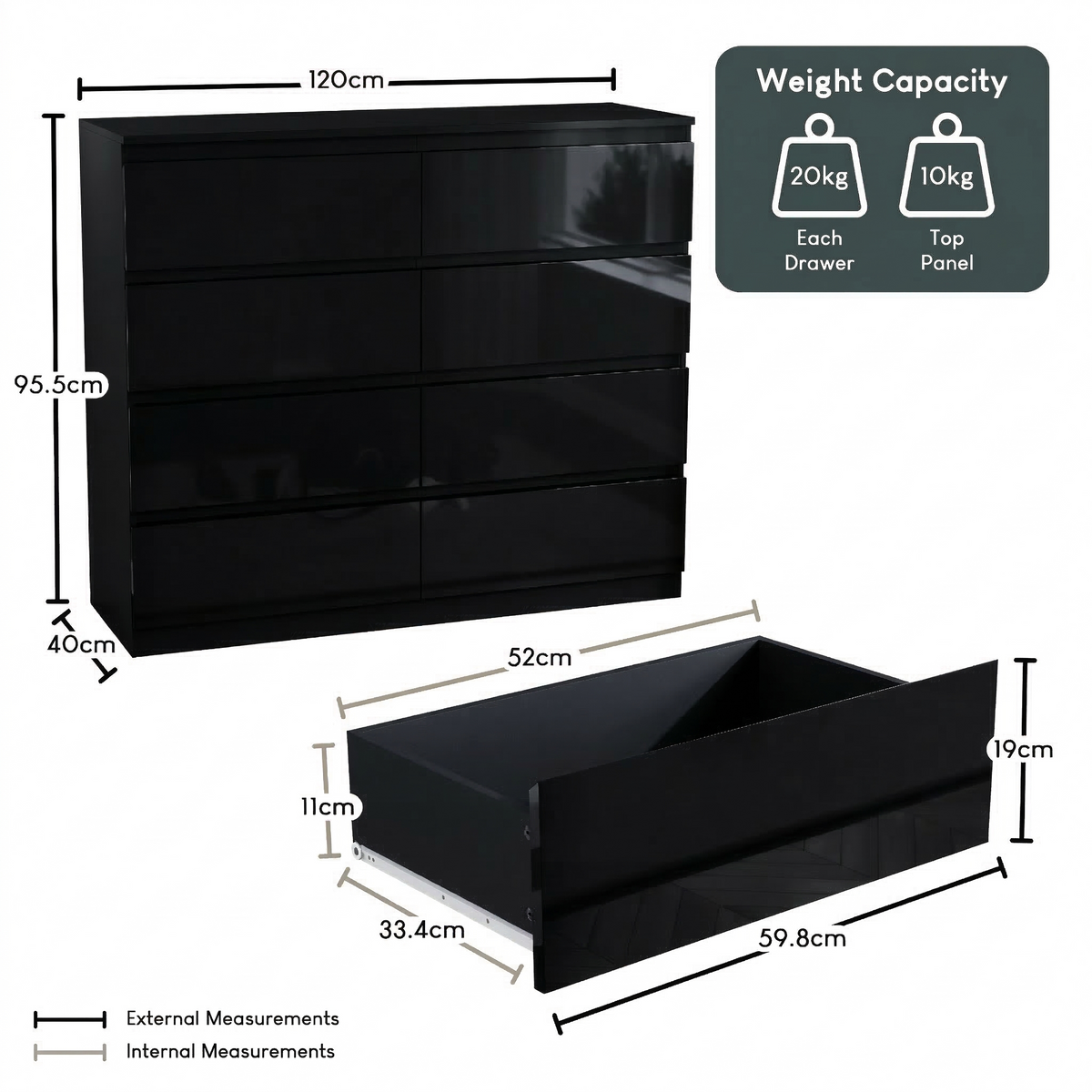 Glinton 8-Drawer Chest, Black (FSC 100%)