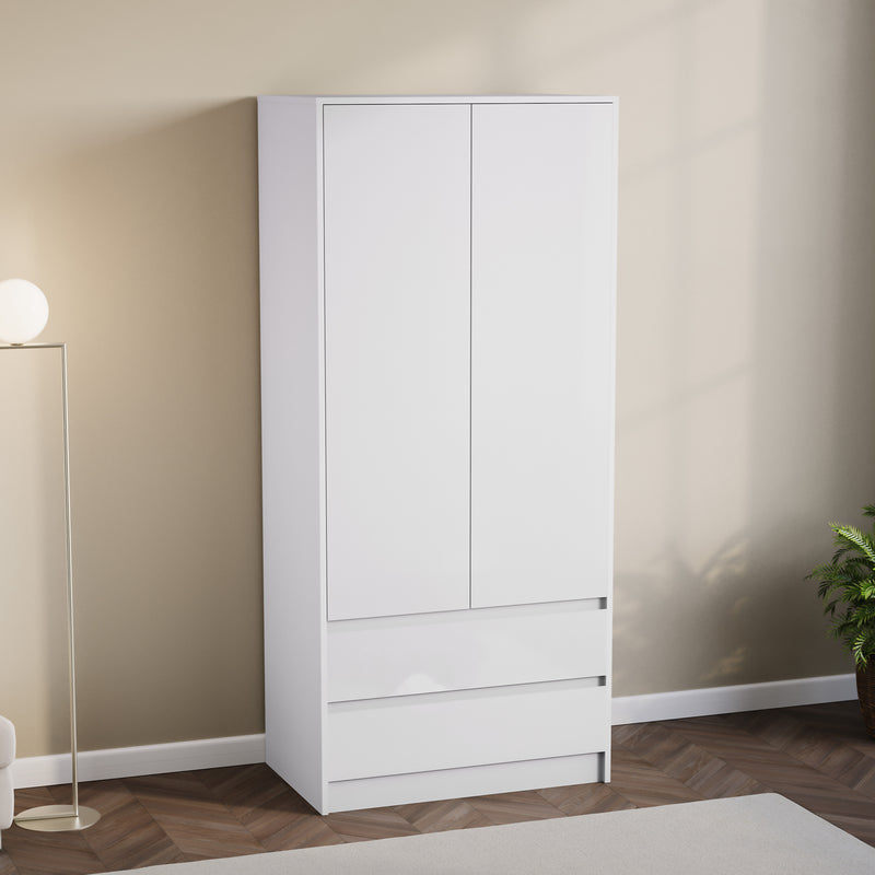 Glinton 2-Door 2-Drawer Wardrobe, White (FSC 100%)