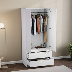 Glinton 2-Door 2-Drawer Wardrobe, White (FSC 100%)