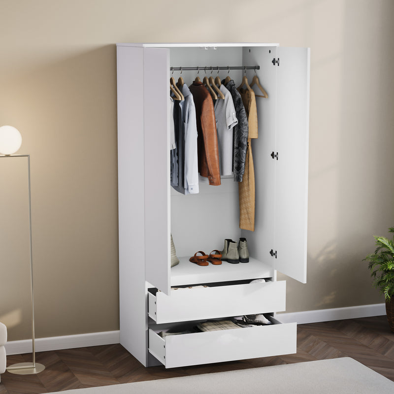 Glinton 2-Door 2-Drawer Wardrobe, White (FSC 100%)