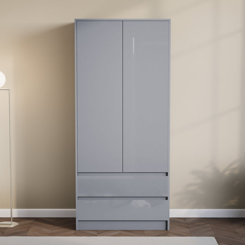 Glinton 2-Door 2-Drawer Wardrobe, Grey (FSC 100%)