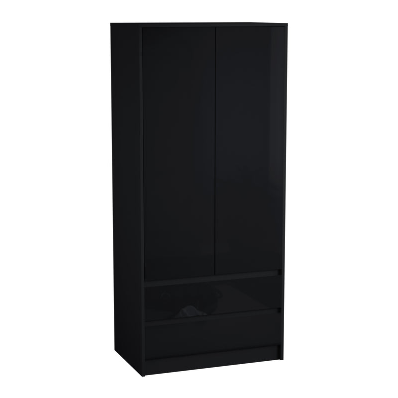Glinton 2-Door 2-Drawer Wardrobe, Black (FSC 100%)