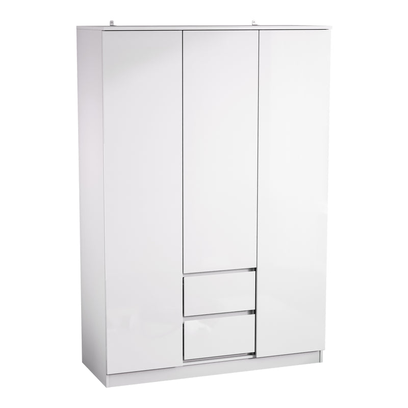 Glinton 3-Door 2-Drawer Wardrobe, White (FSC 100%)