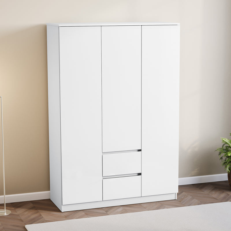 Glinton 3-Door 2-Drawer Wardrobe, White (FSC 100%)