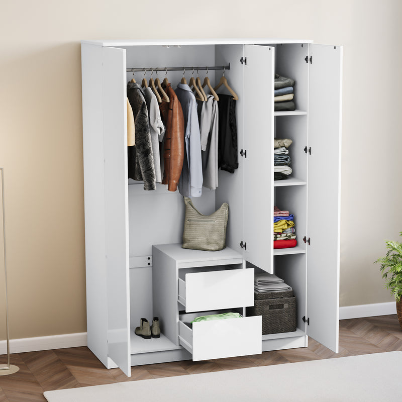 Glinton 3-Door 2-Drawer Wardrobe, White (FSC 100%)