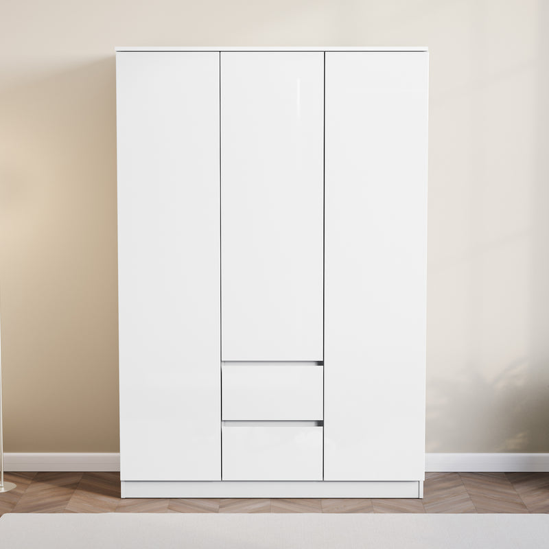 Glinton 3-Door 2-Drawer Wardrobe, White (FSC 100%)