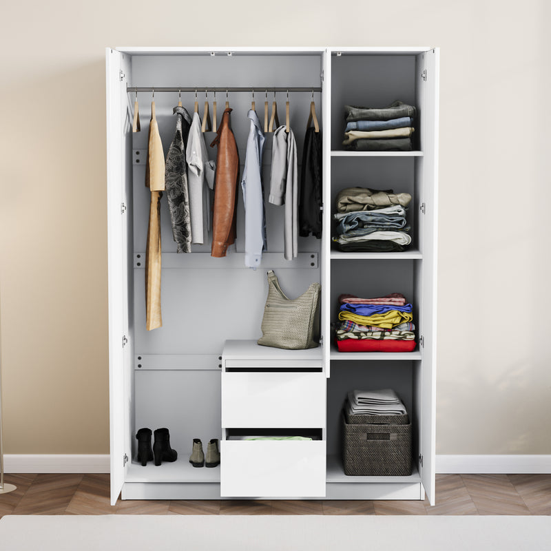 Glinton 3-Door 2-Drawer Wardrobe, White (FSC 100%)