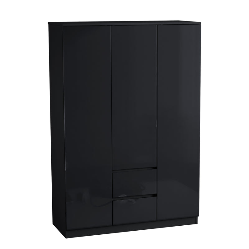 Glinton 3-Door 2-Drawer Wardrobe, Black (FSC 100%)