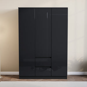 Glinton 3-Door 2-Drawer Wardrobe, Black (FSC 100%)