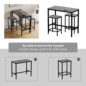 Roslyn 2-Seater Bar Table Set - Grey