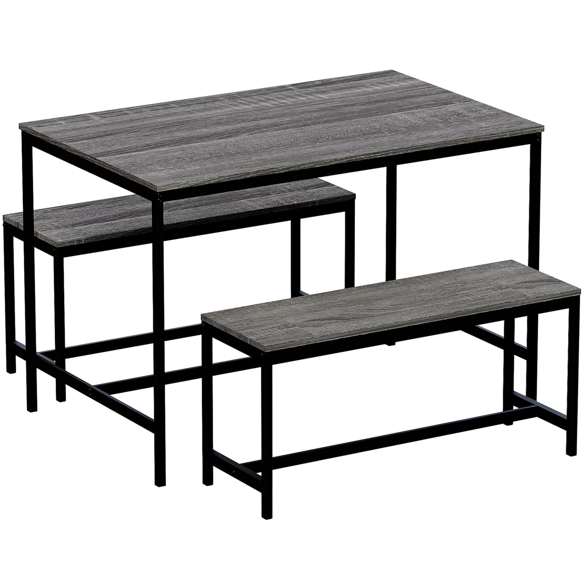 Roslyn 4-Seater Dining Table With Bench Set - Grey