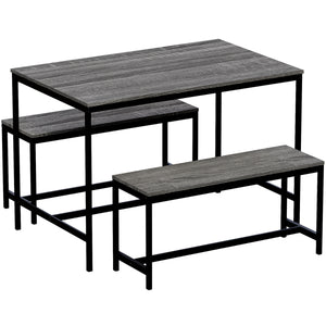 Roslyn 4-Seater Dining Table With Bench Set - Grey