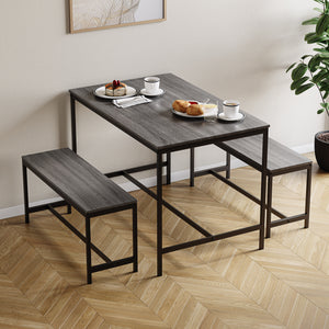 Roslyn 4-Seater Dining Table With Bench Set - Grey