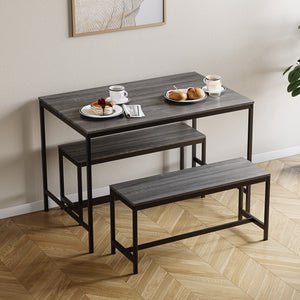 Roslyn 4-Seater Dining Table With Bench Set - Grey