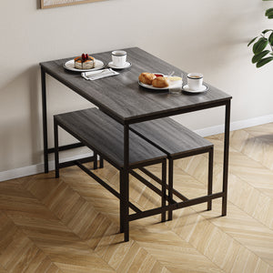 Roslyn 4-Seater Dining Table With Bench Set - Grey