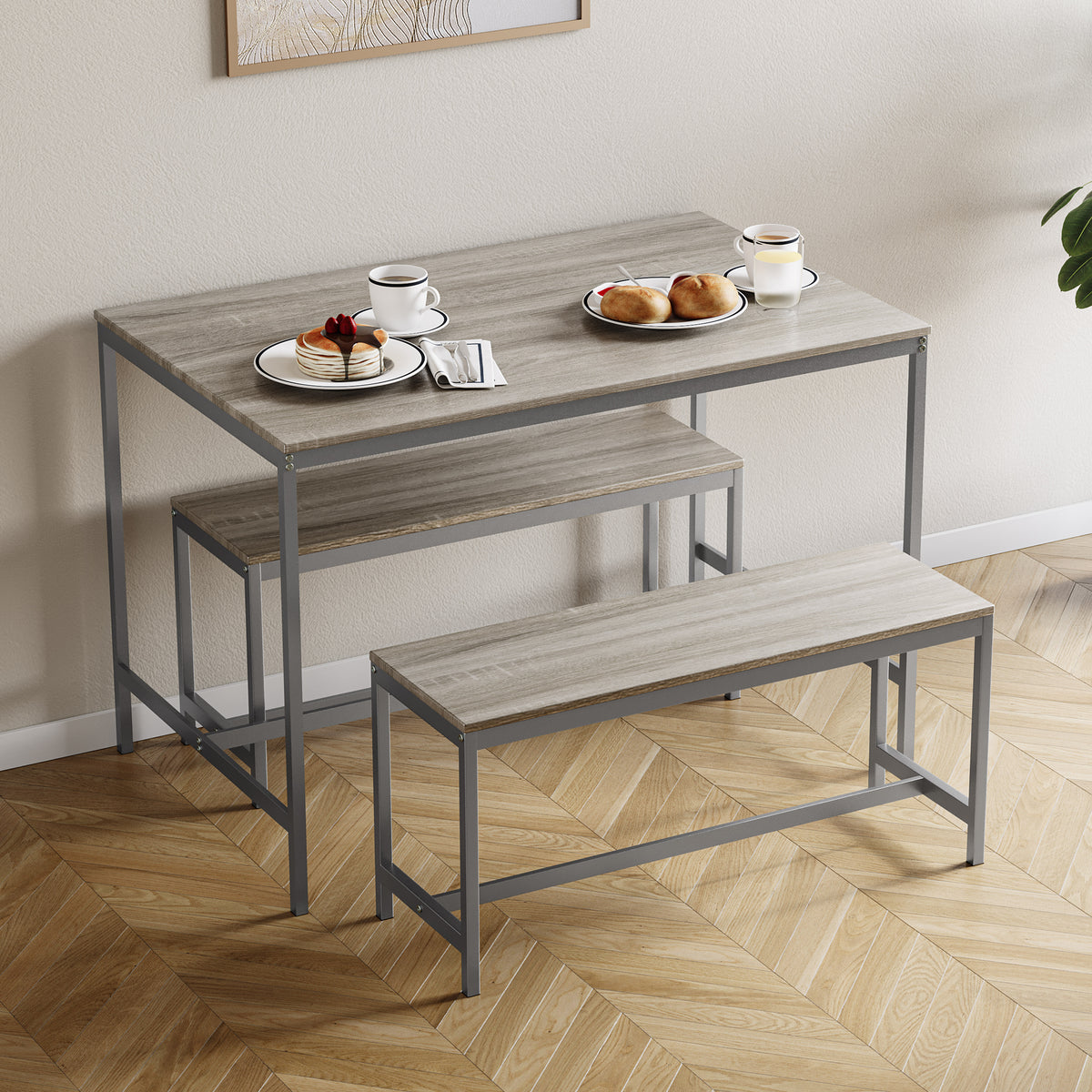 Roslyn 4-Seater Dining Table With Bench Set - Oak