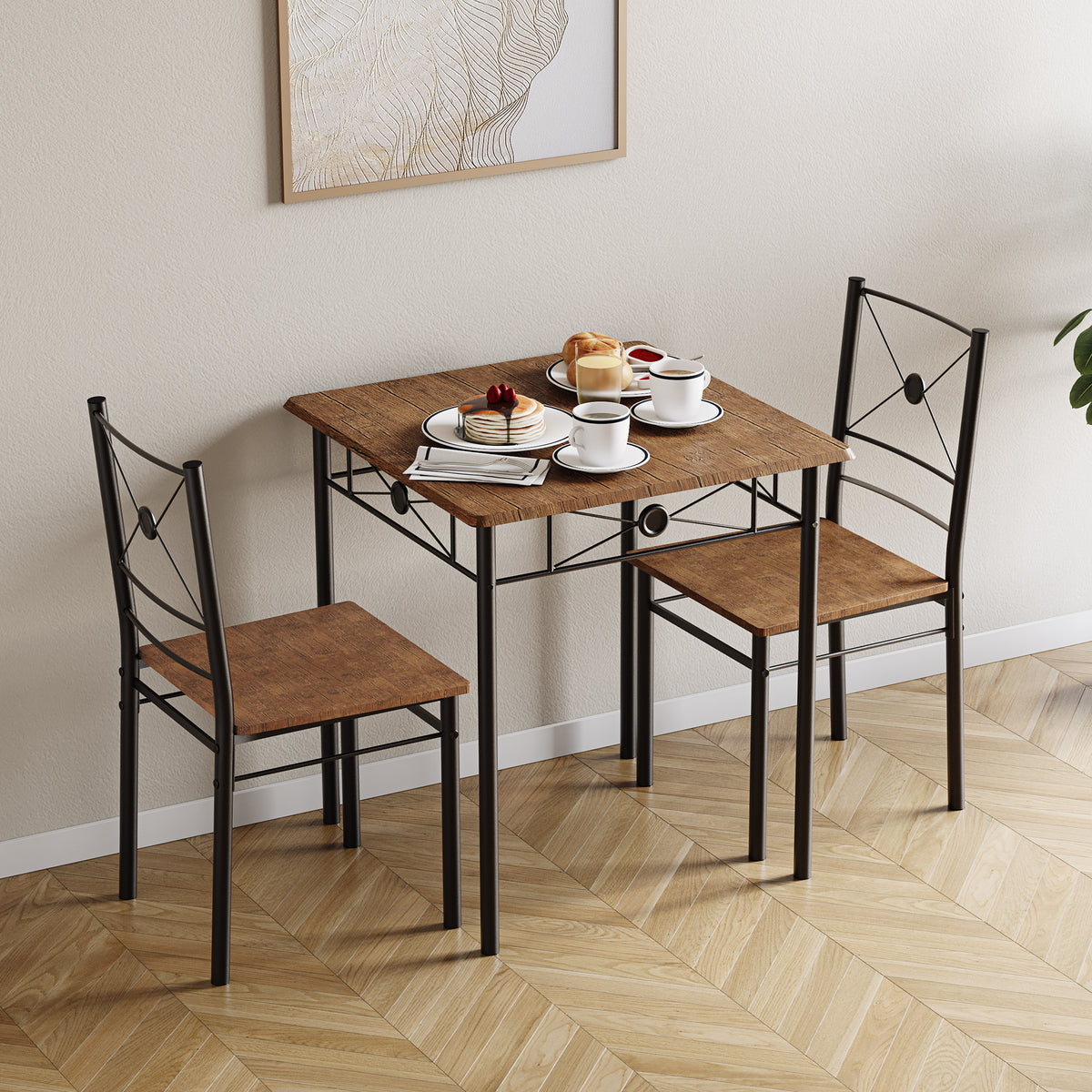 Roslyn 2-Seater Dining Set - Dark Wood