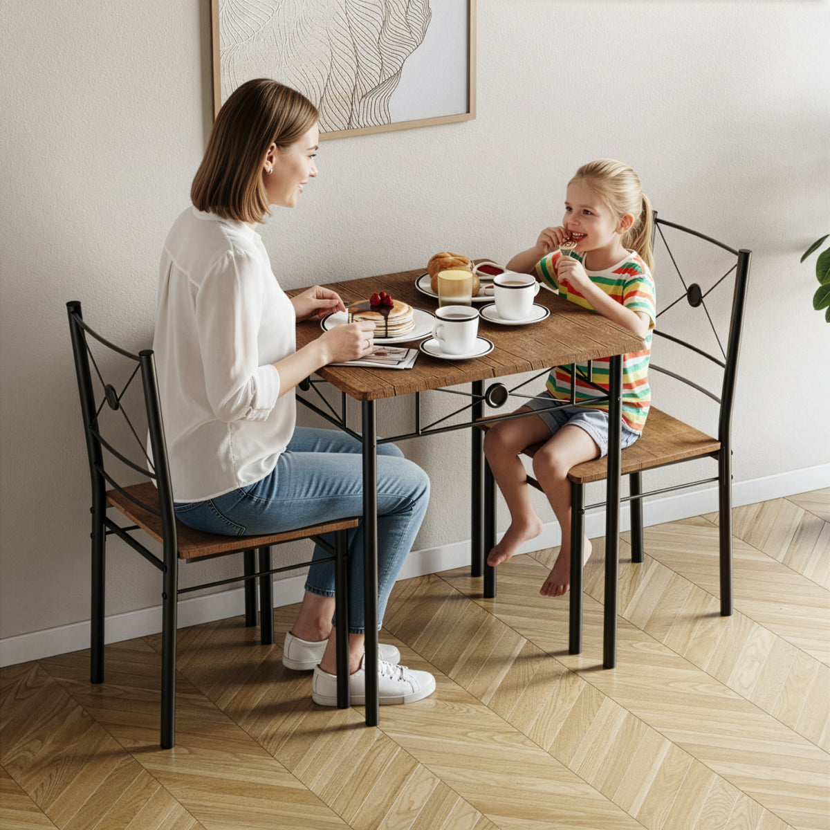 Roslyn 2-Seater Dining Set - Dark Wood