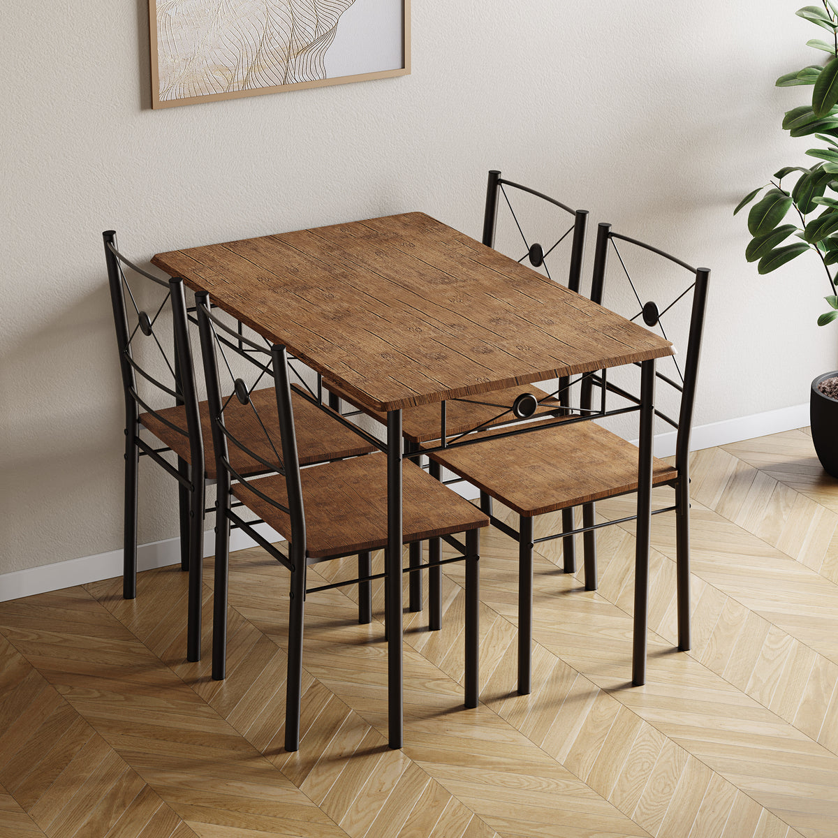 Roslyn 4-Seater Dining Set - Dark Wood