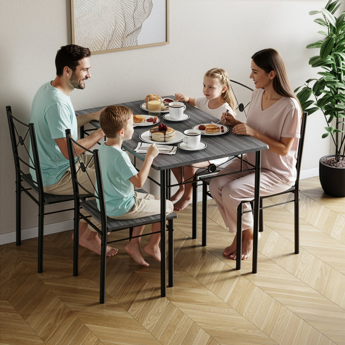 Roslyn 4-Seater Dining Set - Grey
