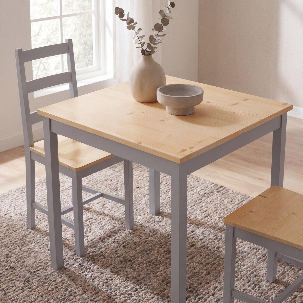 Yorkshire 2-Seater Dining Set, Grey & Pine