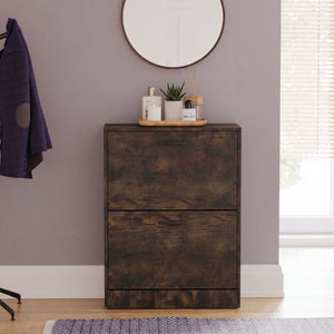 2-Drawer Shoe Cabinet, Dark Wood