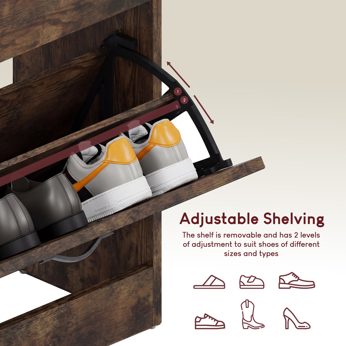 3-Drawer Shoe Cabinet - Dark Wood