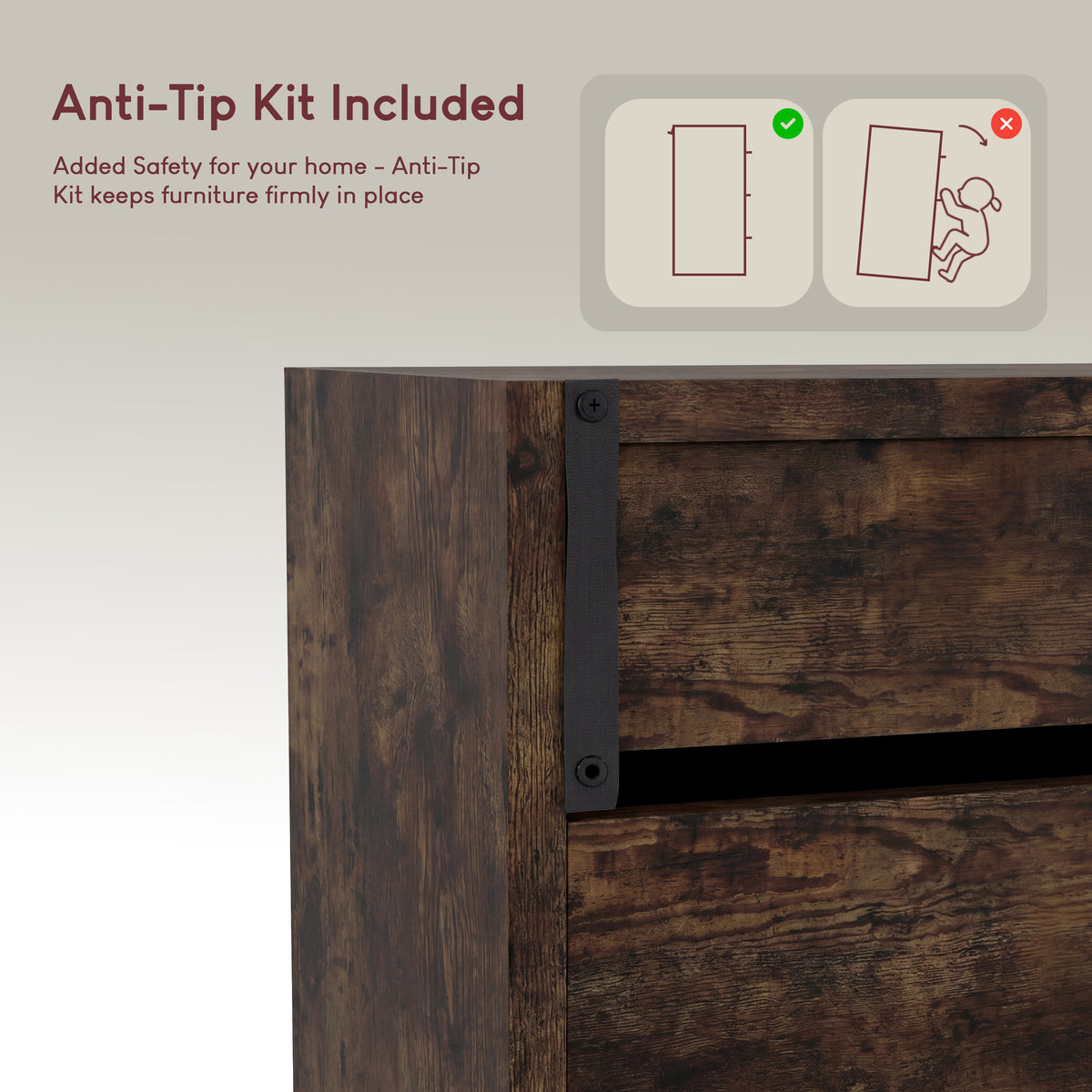 3-Drawer Shoe Cabinet - Dark Wood
