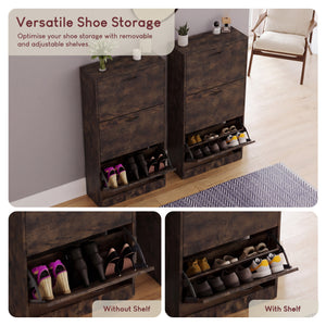 3-Drawer Shoe Cabinet - Dark Wood