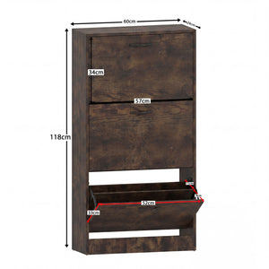 3-Drawer Shoe Cabinet - Dark Wood