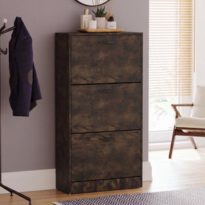 3-Drawer Shoe Cabinet - Dark Wood