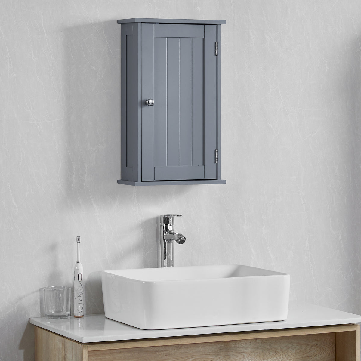 Priano 1-Door Wall Cabinet, Grey