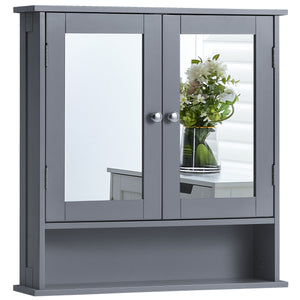 Priano 2 Door Mirrored Wall Cabinet With Shelf, Grey