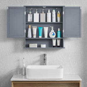 Priano 2 Door Mirrored Wall Cabinet With Shelf, Grey
