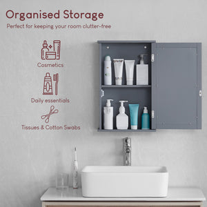 Priano 1 Door Mirrored Wall Cabinet, Grey