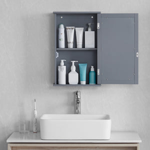 Priano 1 Door Mirrored Wall Cabinet, Grey