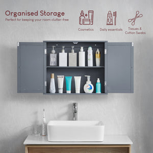 Priano 2 Door Mirrored Wall Cabinet, Grey
