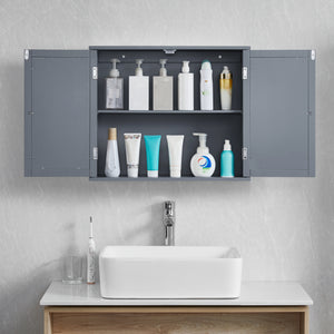 Priano 2 Door Mirrored Wall Cabinet, Grey