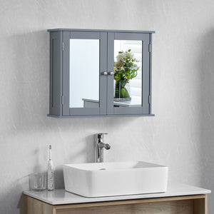 Priano 2 Door Mirrored Wall Cabinet, Grey