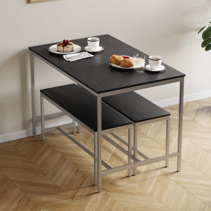 Roslyn 4 Seater Dining Table With Bench Set, Black