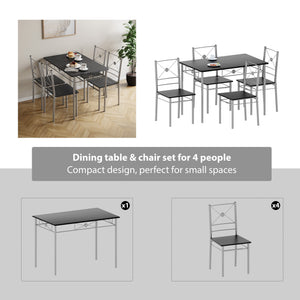 Roslyn 4 Seater Dining Set, Black