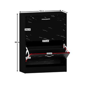 2 Drawer Shoe Cabinet, Black Marble