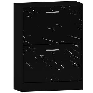 2 Drawer Shoe Cabinet, Black Marble