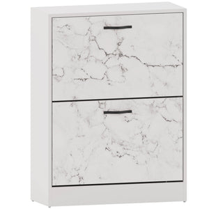 2 Drawer Shoe Cabinet, White Marble